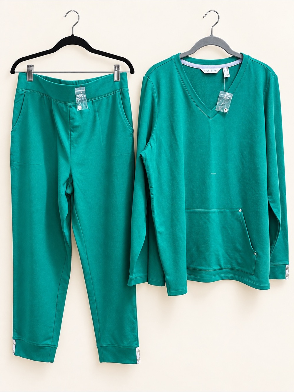 Sport Savvy Teal Two-Piece V-Neck Top & Pants Set
